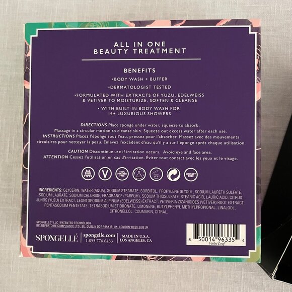 Spongelle Violet Leaf Body Wash Infused Buffer 3oz 14+ Uses Cleanse Sponge - Picture 4 of 8